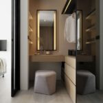 Attractive Walk In Wardrobe With Mirror Image