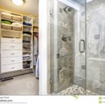 Classy Walk In Closet With Bathroom Pic
