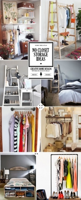 Creative Clothing Storage Ideas No Closet Photos