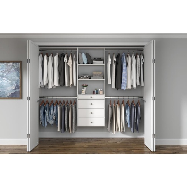 Elegant White Wood Closet Shelving Image