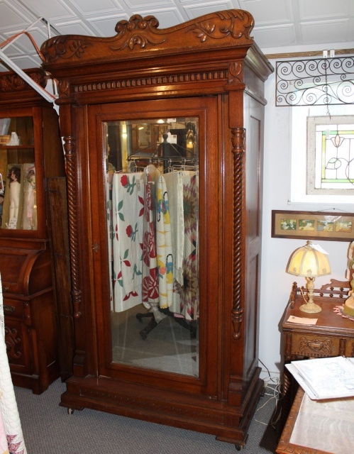 Good Antique Wardrobe With Mirror Images