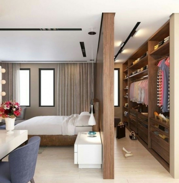 Incredible Walk In Closet Behind Bed Photos