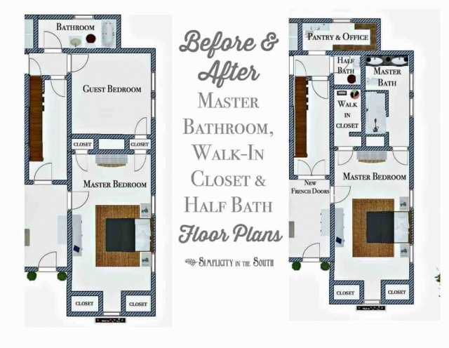 Inspiring Master Bathroom Floor Plans With Walk In Closet Pic