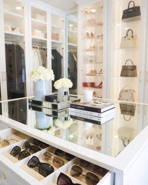 Stylish Walk In Closet With Makeup Area Image