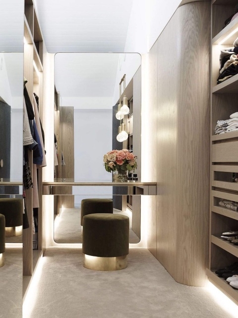 Stylish Walk In Wardrobe With Mirror Images