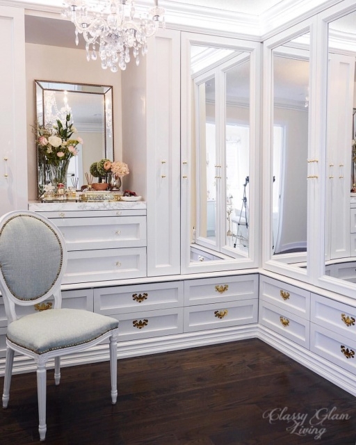 Stylish Walk In Wardrobe With Mirror Pictures