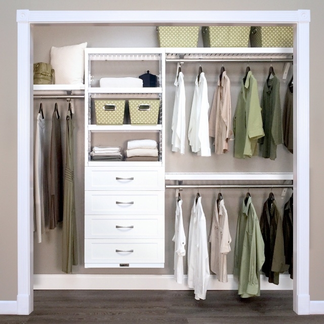 Stylish White Closet Organizer With Drawers Photo
