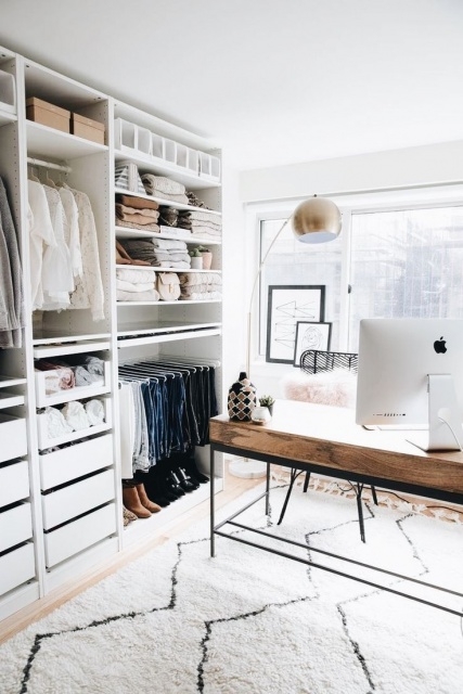 Unique Walk In Closet Office Combo Picture
